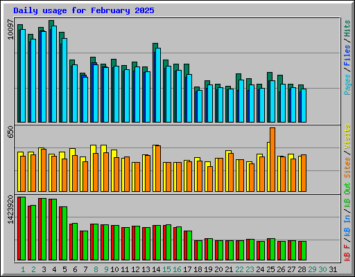 Daily usage for February 2025